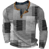 Julian | Modernes Patchwork Henley T-Shirt – Grau