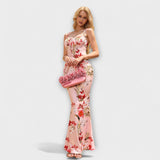 Thalia - Floral Print Prom Dress with Tied Shoulder Straps – Hellrosa