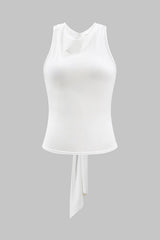Mallory | Feminines Neckholder-Top mit Wickeldesign & Knoten-Detail – Weiß