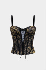 Irene | Korsett-Top mit Leopardenmuster & Schnürung – Leopard