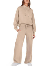 Zweiteiliger anzug für damen mit weitem bein und langen Ärmeln – Khaki