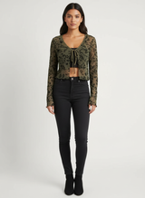 Transparente Mesh Damenjacke – Fleur – Olivgrün