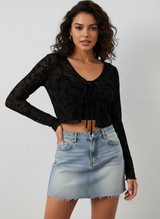 Transparente Mesh Damenjacke – Fleur – Schwarz