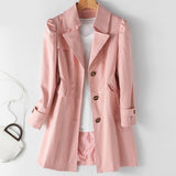 Klassischer slim-Fit-Trenchcoat mit knopfleiste für damen – Rosa