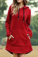 Tunika-Kleid Mit Känguru-Tasche - Pauline – Rot