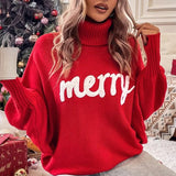 Emerie – warmer festlicher Rollkragenpullover für Damen – Rot