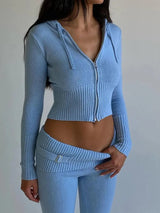 Lucija - Zweiteiliges Bodycon-Strick-Set – Blau