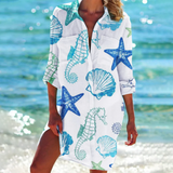 Valencia - Klassisches Sommer Damen Kleid – Blau