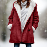 ISABELLA  - Fleece-Wildlederjacke – Weinrot