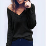 Damen Pullover mit V-Ausschnitt und lockerem Pullover | Perfekt für alle Jahreszeiten – Schwarz