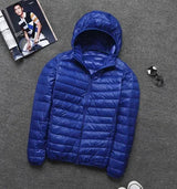 Ultraleichte daunenjacke - kapuze - reibverschluss - leichte pufferjacke winterjacken für männer – Königsblau mit Kapuze