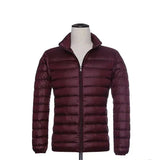 Ultraleichte daunenjacke - kapuze - reibverschluss - leichte pufferjacke winterjacken für männer – Rotwein