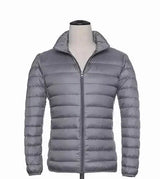 Ultraleichte daunenjacke - kapuze - reibverschluss - leichte pufferjacke winterjacken für männer – Grau