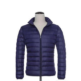 Ultraleichte daunenjacke - kapuze - reibverschluss - leichte pufferjacke winterjacken für männer – Marineblau