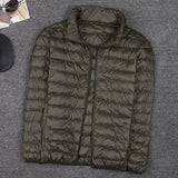 Ultraleichte daunenjacke - kapuze - reibverschluss - leichte pufferjacke winterjacken für männer – Armee grün