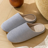 Unisex Hausschuhe Baumwolle Gestreift Rutschfeste Sohle – Blau