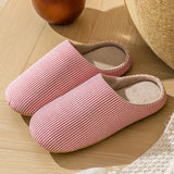 Unisex Hausschuhe Baumwolle Gestreift Rutschfeste Sohle – Rosa