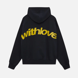 Unisex Hoodie Baumwolle Relaxed Fit – Schwarz mit gelben Buchstaben