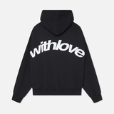 Unisex Hoodie Baumwolle Relaxed Fit – Schwarz mit weißen Buchstaben
