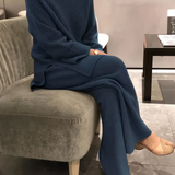 Lässiges Set aus Strickpullover und Hose - Samantha – Blau
