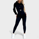 Maayan - Lässiges Zweiteiliges Set Aus Langärmeligem Hoodie Und Hose – Schwarz