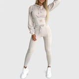 Maayan - Lässiges Zweiteiliges Set Aus Langärmeligem Hoodie Und Hose – Beige