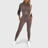 Maayan - Lässiges Zweiteiliges Set Aus Langärmeligem Hoodie Und Hose – Kaffee