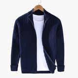 Lazar – luxuriöser herrenpullover mit reißverschluss – Blau