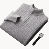 Robert – hochwertiger herrenpullover aus weichem stoff mit halbem reißverschluss – Grau