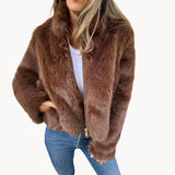 Hoop - luxus-fell-komfort-damenjacke – Braun