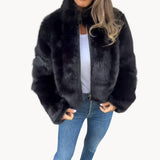 Hoop - luxus-fell-komfort-damenjacke – Schwarz