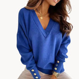 Sylvia - eleganter damenpullover mit v-ausschnitt – Blau