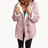 Melanie - warme & kuschelige fleece-damenjacke mit kapuze – Rosa