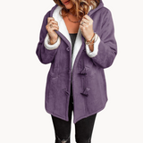 Melanie - warme & kuschelige fleece-damenjacke mit kapuze – Lila