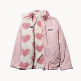 Alice - romantische damenjacke mit doppelseitigem herzdesign – Rosa