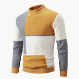 Enzo – strickpullover mit grafischem blockmuster für herren – Gelb/Weiß