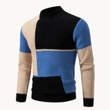 Enzo – strickpullover mit grafischem blockmuster für herren – Schwarz/blau