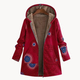 Sanja – warmer damenparka mit stylischem muster – Rot