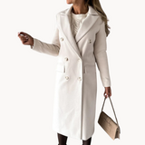 Pauline – zeitloser zweireihiger damenmantel – Creme
