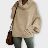 Ursula | Eleganter Damenpullover mit Stehkragen – Aprikose