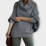 Ursula | Eleganter Damenpullover mit Stehkragen – Dunkelgrau