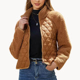 Flora - kuschelige, plüschige jacke mit reißverschluss für frauen – Khaki