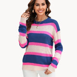 Abigail - lebendig gestreifter komfort-pullover für frauen – Blau