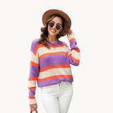 Abigail - lebendig gestreifter komfort-pullover für frauen – Lila