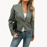Teodora - eleganter olivgrüner damenmantel – Grau