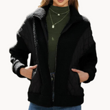 Gabriel | kuschelige steppjacke aus sherpa für damen – Schwarz