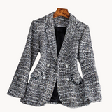 Saskia | eleganter tweed-blazer für damen – Schwarz
