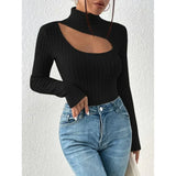 Rollkragenpullover Mit Hoher Brustweite Für Frauen | Langarm – Schwarz
