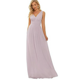 Damen Kleid Maxi | V-Ausschnitt und fließender Saumabschluss – Rosa 2