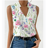 Damen Sommertop V-Ausschnitt – Leichtes Casual Shirt – Blumen 1